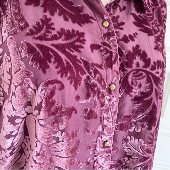 NWT Soft Surroundings Floreat Velvet Shirt Purple Plum Wine Button Top Large 2X - Picture 9 of 15
